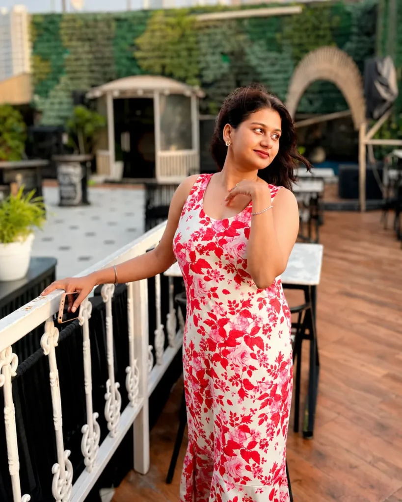 Sneha Pant during an evening at a rooftop restaurant