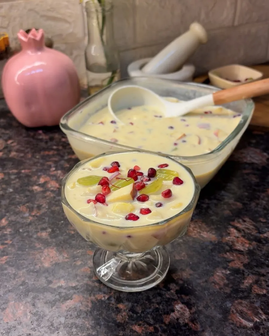 Fruit dessert served in a glass bowl